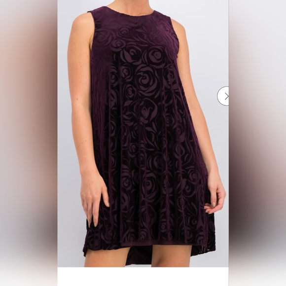 Calvin Klein  velvet textured mini dress Abergine and Purple size 14 - Picture 3 of 4
